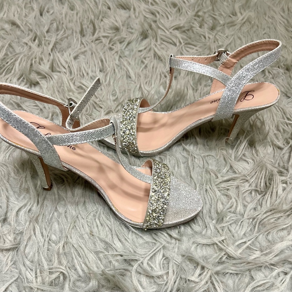Adonna Glittery Silver Heels - Picture 2 of 3